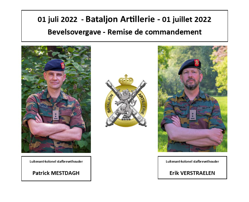 Bevelsovergave - Uitnodiging - VIP - Bataljon Artillerie - Remise de Commandement - Invitation - VIP
