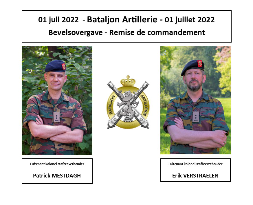 Bevelsovergave - Uitnodiging - VIP - Bataljon Artillerie - Remise de Commandement - Invitation - VIP - FREE OF CHARGE